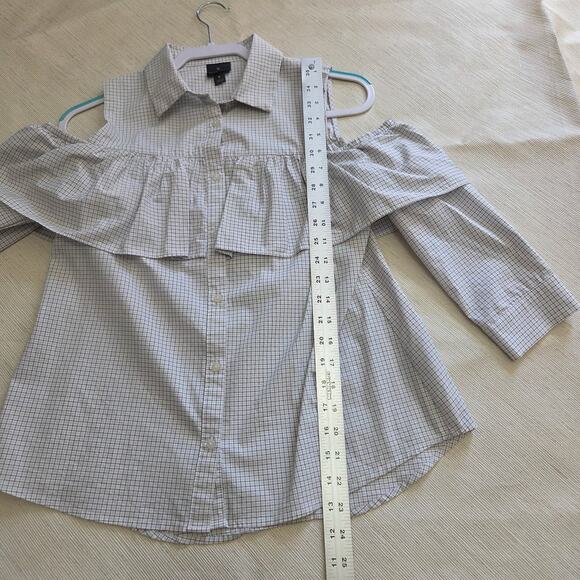 Worthington button-front open shoulder Blouse womans size Small - Picture 7 of 8